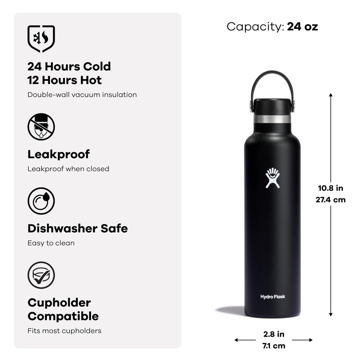 Hydro Flask Water Bottle - Insulated Stainless Steel - Non Spill, Leakproof in 24 Oz Nectar Orange