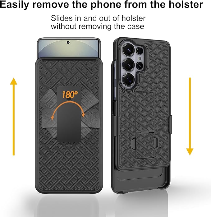 Ailiber for Samsung Galaxy S26 Stand Case Belt Clip Screen Protector-Black | Swivel Kickstand Holder Holster Slim Shell Slide Pouch Full Body Protective Rugged Shockproof Drop Defense Cell Phone Co