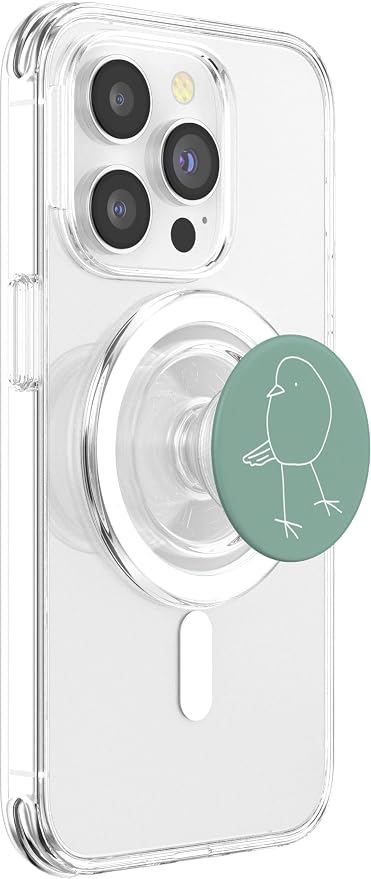 Cute Bird Line Art Nature Minimalist Modern Mint Sage Green PopSockets Adhesive PopGrip
