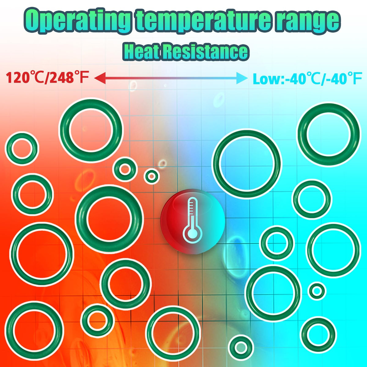 KEZE 595 Pcs Air Conditioning O Ring Kit,36 Size Seal Rubber O-Rings Assortment Set for Compressor Automotive A/C Plumbing Repair ID:3-22mm