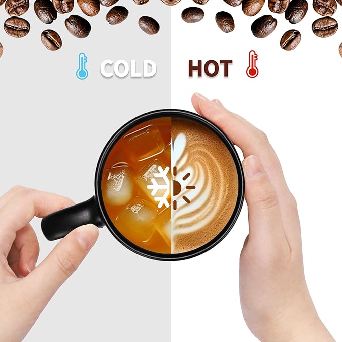 12 oz Coffee Mugs Set of 4, Modern Stackable Coffee Cups Set for Latte, Hot Tea, Cappuccino, Ceramic Coffee Mug Tea Cup, Dishwasher & Microwave Safe, Housewarming Wedding Present (Mixed Color)