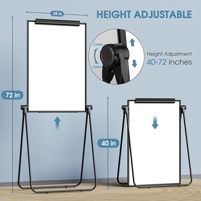 MaxGear Large White Board Easel Stand, 40" x 28" Double Sided Dry Erase Board with Stand, Height Adjustable and 360 Degree Rotation Classroom Easel for Home & Office Flip Chart Stand