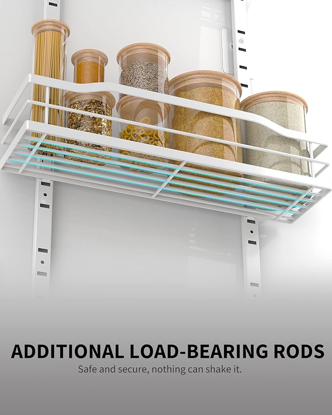 Moforoco White Narrow 9-Tier Over The Door Pantry Organizer, Pantry Organization and Storage, Metal Hanging Basket Wall Spice Rack Seasoning Shelves, 12.2"