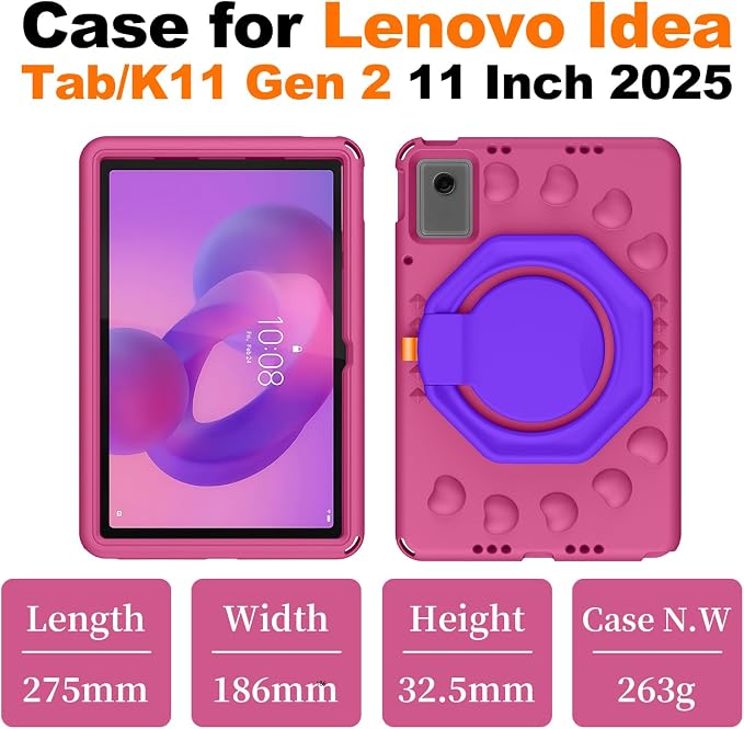 for Lenovo Idea Tab Plus Case 12.1 2025 with 360° Rotating Stand Handle and Pencil Holder New EVA Shockproof Cover for Kids Adults Home School Office Outdoor Black
