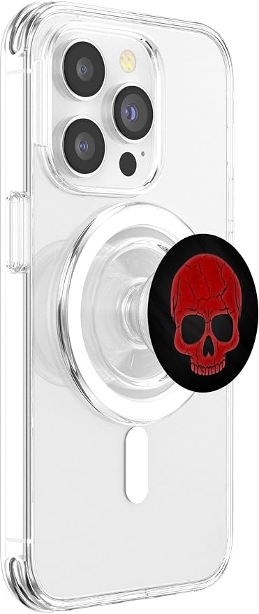 Red Skull face On Black PopSockets Adhesive PopGrip