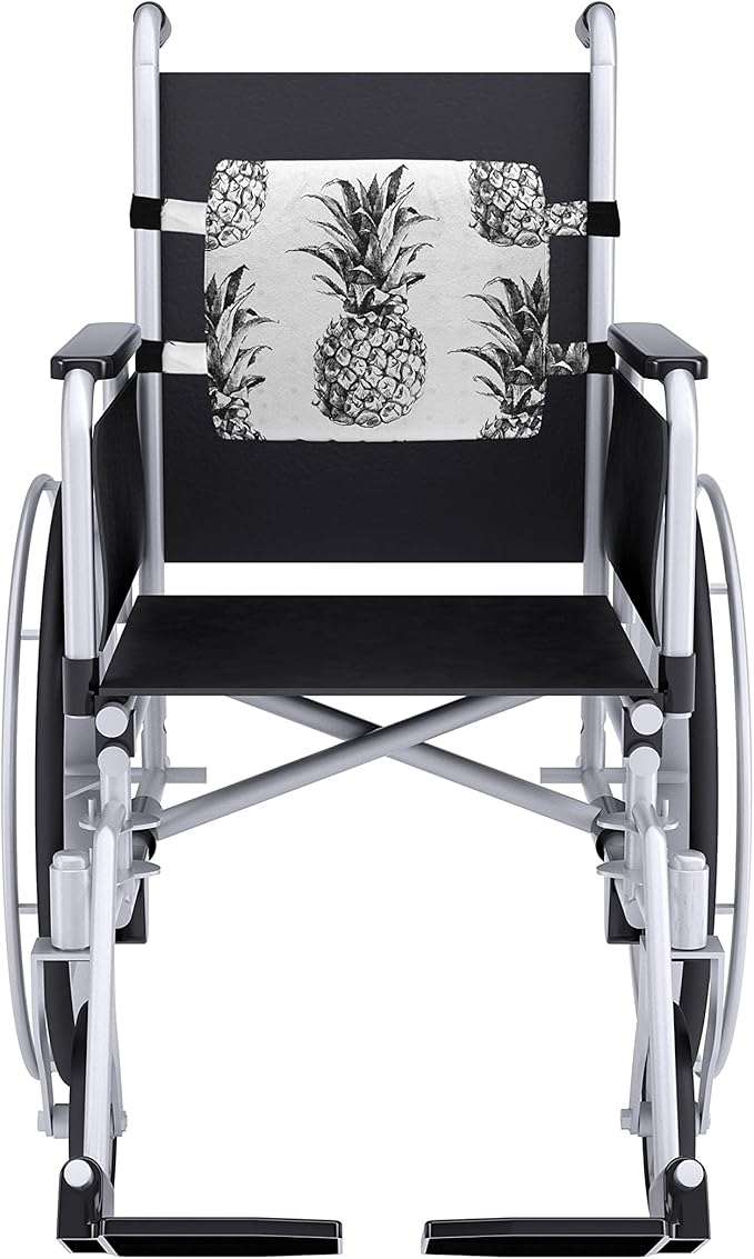 Ambesonne Pineapple Lumbar Back Support Pillow, Hand Drawn Tropical Theme Vintage Style Pineapple Fruit Pattern, High Density Foam for Office Chairs Car Seats, 14" x 13", Black Grey White