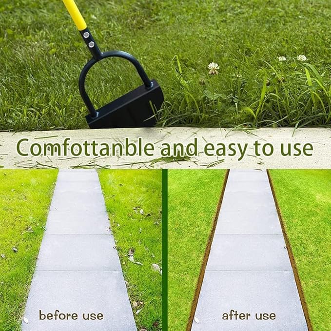 Saw Tooth Edger Lawn Tool with T Grip Handle,Half Moon Shape,Sharp Saw Tooth,Tool with T Grip Handle, Hand Edging Tools for Landscaping, Garden, Flower Beds, Borders, Sidewalk, Turf, Yard (A)