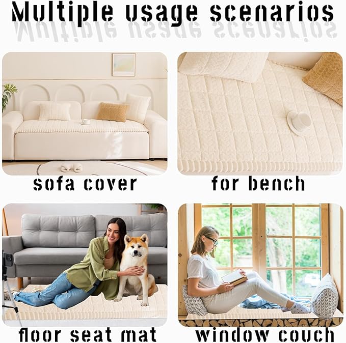 Sofa Cover Fuzzy Couch Cover for Pet, Couch Covers for Dogs Washable Non-Slip Sofa Slipcover Cushion Protector Pets Friendly Mat Bed
