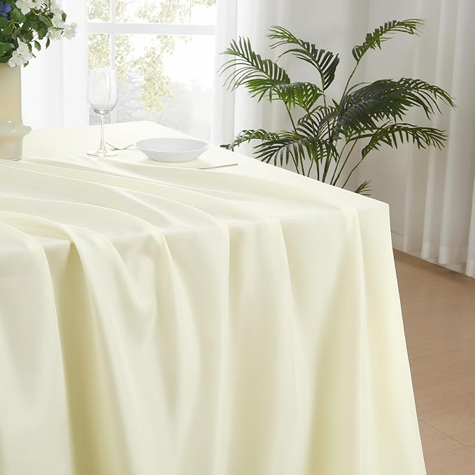 Rectangle Tablecloths 90x132 Inch 10 Pack Ivory Tablecloth for 6ft Washable Decorative Linen Polyester Table Cloths for 8ft Dining Table Banquets Buffet Parties and Wedding