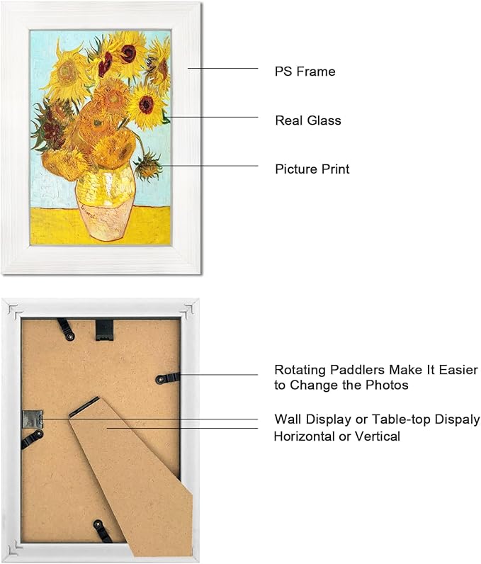 4x6 Picture Frame Set of 6 with Real Glass for Pictures 4x6 Without Mat, Wall Gallery or Tabletop display Photo Frames in White