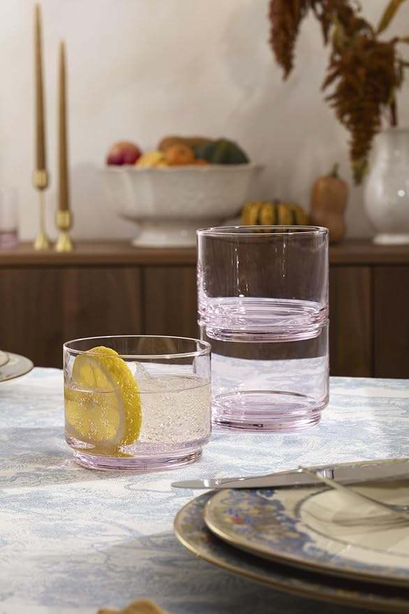 Lenox 897837 Tuscany Classics Stackable Short Glasses, Set Of 4, Blush