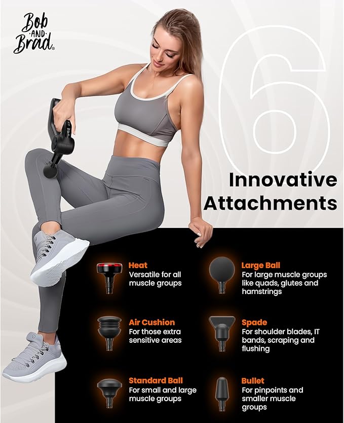 BOB AND BRAD D5 Pro Plus Massage Gun with Heat, FSA-HSA Eligible, 13mm Amplitude Deep Tissue Percussion Massage Gun with Max Power for Muscle Therapy, Professional Muscle Massager