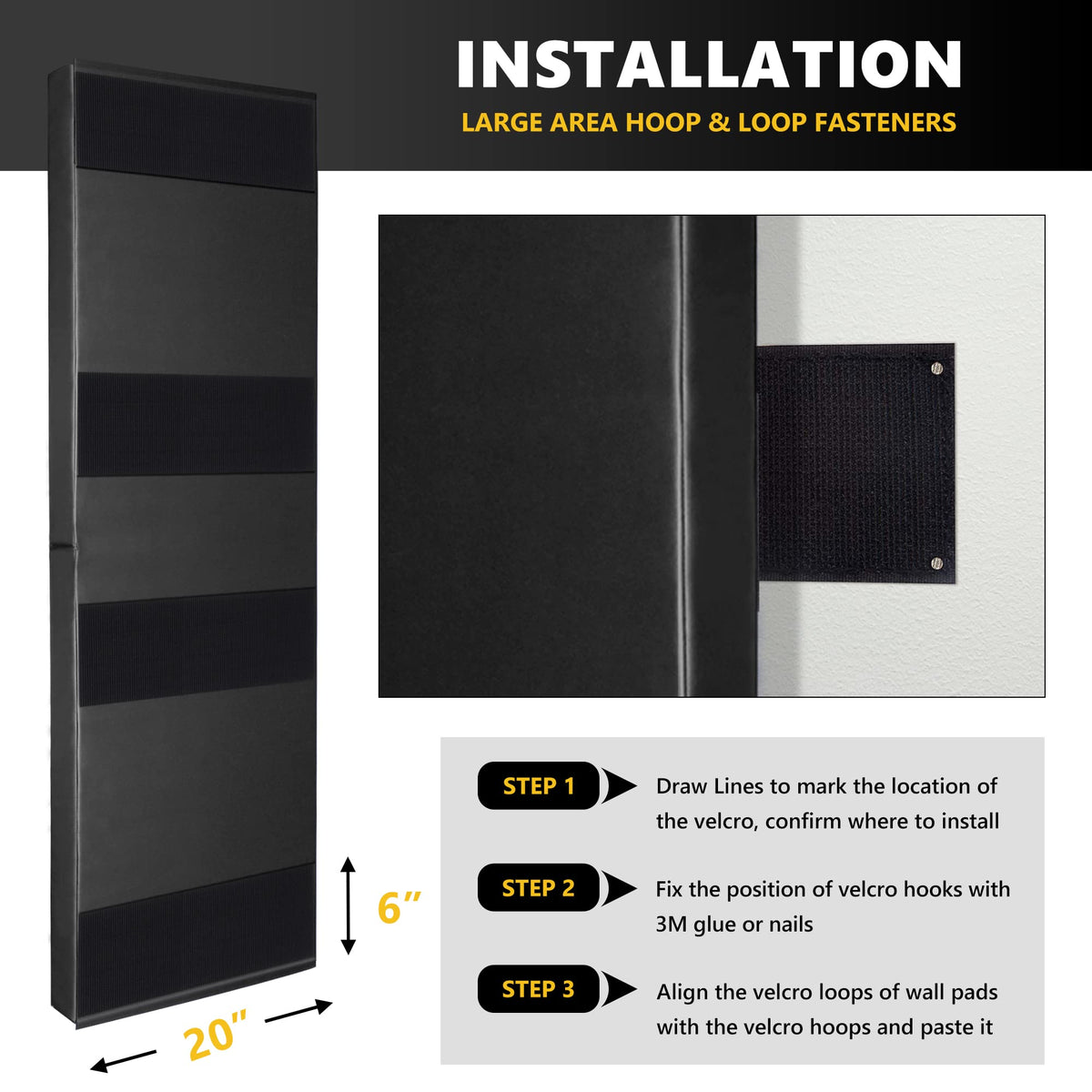 Gym Wall Padding, Basketball Court Wall Protector, Removable 2" Thick High-Density Protective Pads for Wall-Mounted Basketball Hoop, Garage, Basement, High Elasticity & Tear-Resistant, 60" Lx20 W