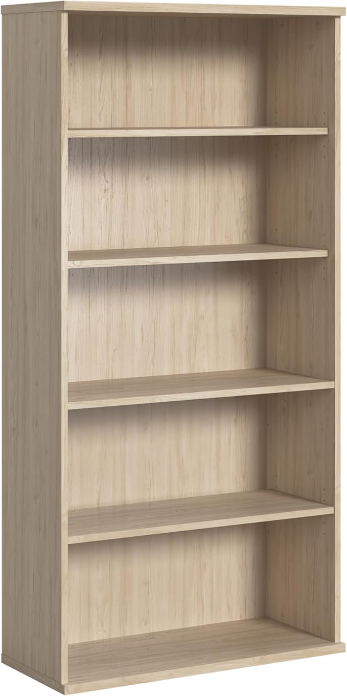 Bush Business Furniture Studio C Tall 5 Shelf Bookcase in Natural Elm, Large Bookshelf for Home or Professional Office