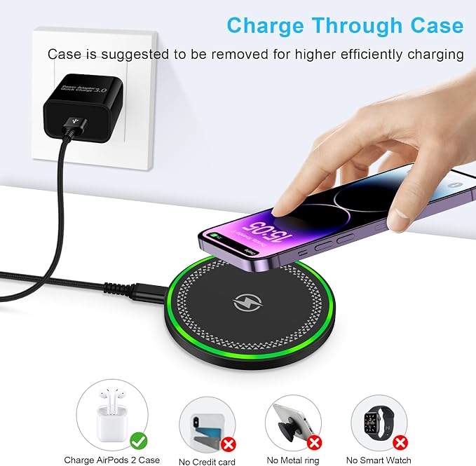 Samsung S25 Wireless Charger Fast Charging Pad Wireless Phone Charger for Android Samsung Galaxy S25 Ultra Edge S24 S23 S22 Cargador Inalámbrico para for iPhone 17 Pro Max Air 17 16 15
