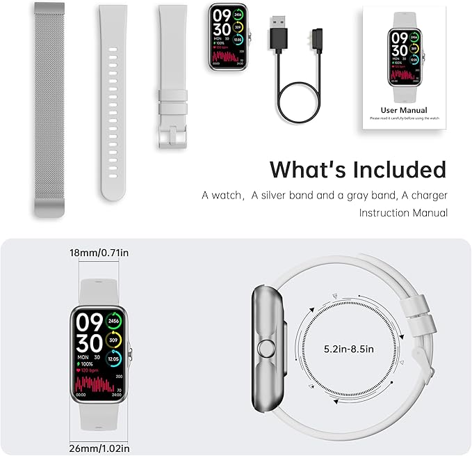 JYUAJOI Fitness Tracker with 24/7 Continuous Heart Rate, Blood Oxygen Monitor, Smart Watch with Sleep Monitor, IP68 Waterproof Activity Tracker Step Counter for Women Men