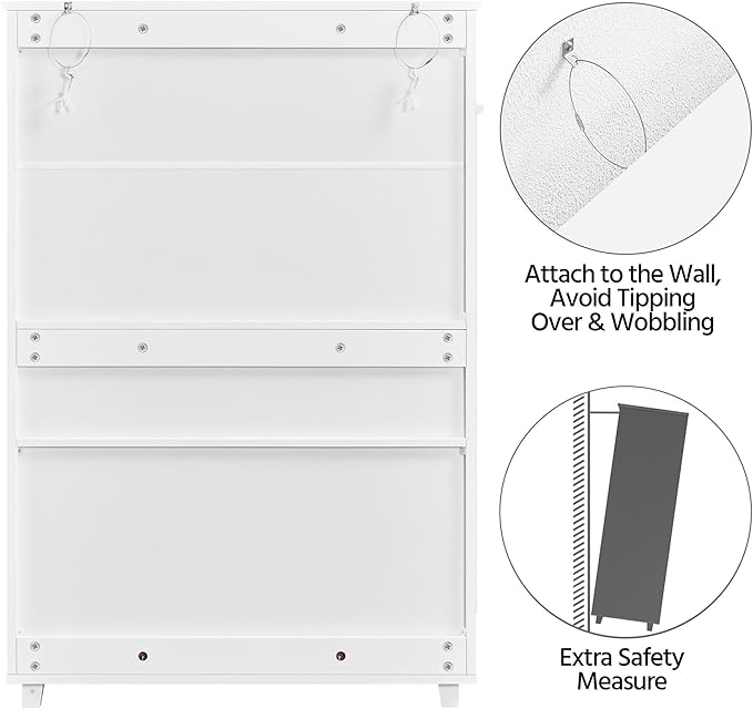 Yaheetech Shoe Cabinet, 5-Tier Shoe Rack Organizer with 1 Drawer, Freestanding Wooden Shoe Storage Cabinet with 2 Louvered Door & Adjustable Shelves for Entryway Hallway, White
