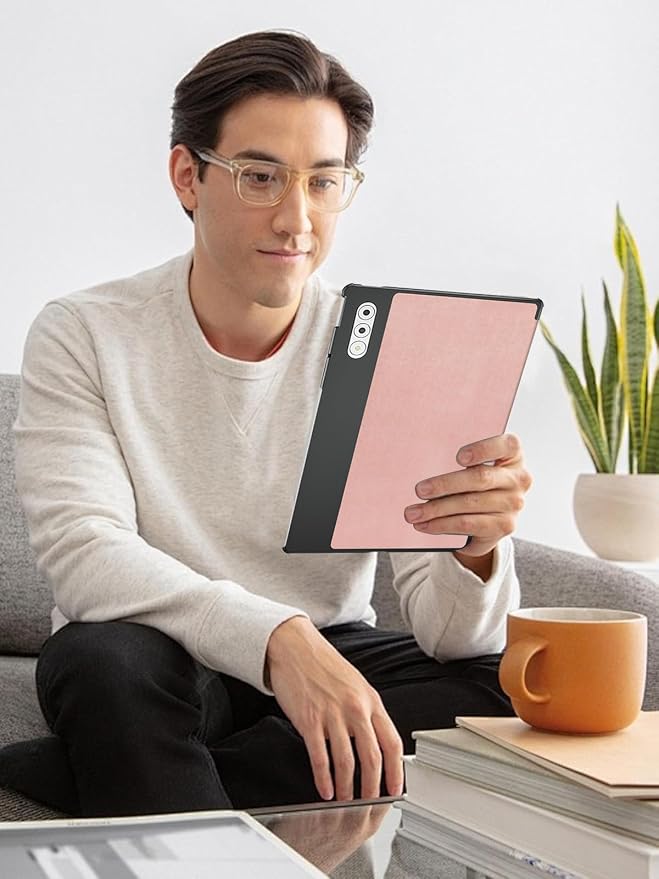 for Lenovo Yoga Tab Plus/Yoga Pad Pro 12.7 Tablet Case 2025BOVGAC Ultra Slim PU Leather Folding Protective Cover Case with Adjustable Soft TPU Back Shell Full Protection Scratch Resistant (Black)