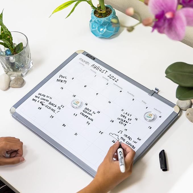 BAZIC Products Magnetic Dry Erase Board 11"x14" Whiteboard, Dry Erase Marker and Magnet, for Teacher Office Home, 2-Pack