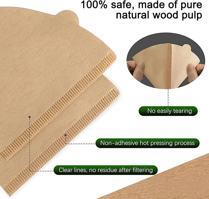 COFFITO Coffee Filter, Size 02 Cone Coffee Filters Disposable, 100 Count Unbleached Natural Paper Filters 2-4 Cup, 2 Cone For V60 For Pour Over Droppers and Drip Coffee Maker (Brown)