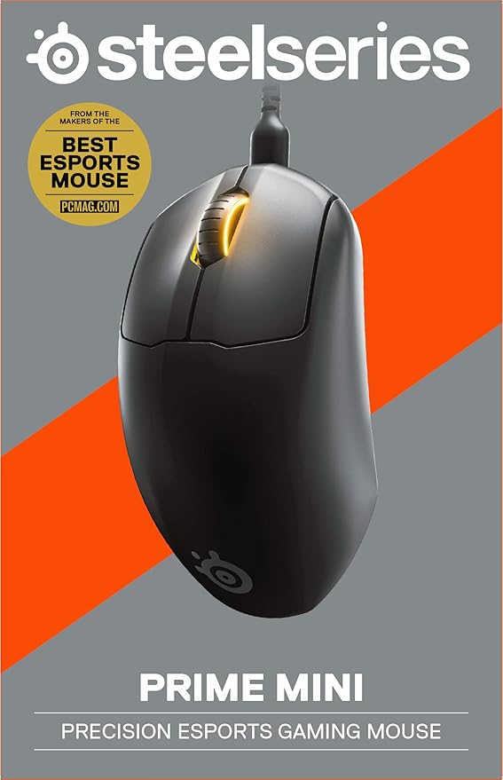 SteelSeries Esports Mini FPS Gaming Mouse Ultra Light 61g – Prime Mini Edit – 5 Programmable Buttons – 18K CPI TrueMove Pro Sensor – Magnetic Optical Switches - Customizable - RGB Lighting – PC/Mac