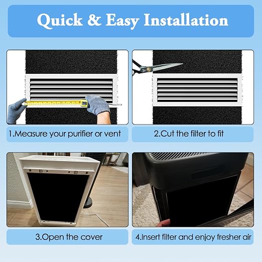 Activated Carbon Air Filter Sheet 16"x48" – Cut to Fit Charcoal Air Filter