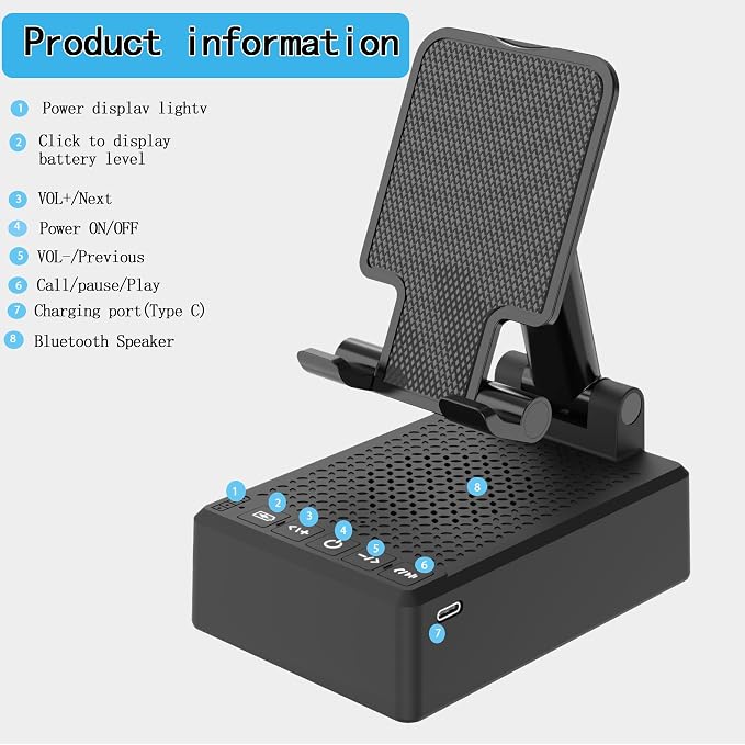 Birthday Gifts for Mother Father Cell Phone Stand with Wireless Bluetooth Speaker and Antislip Base HD Surround Sound for Home and Outdoors with Bluetooth Speaker for Desk Compatible with iPhone