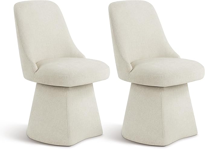 Swivel Dining Chairs Set of 4, Upholstered Mid Century Modern Deskchair with High Back, Linen Fabric Kitchen Chairs for Dining Room, Bedroom, Dressing Room, Linen