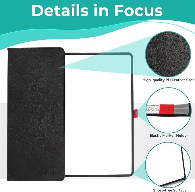 Double-Sided Whiteboard - Portable, 12" x 9" Dry Erase Boards with 3 Markers, Eraser and Stylish Red Elastic Pen Tray for Office, Education and Home (Double-A4 Blue)