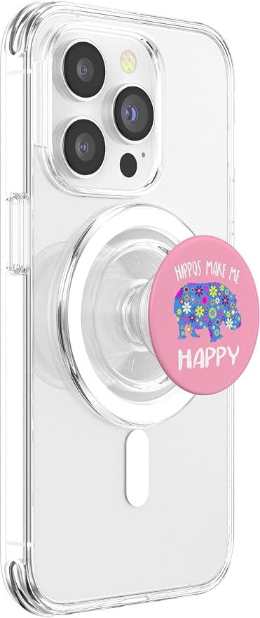 Hippo Phone Hand Holder Gifts - Cute Floral Hippopotamus PopSockets Adhesive PopGrip