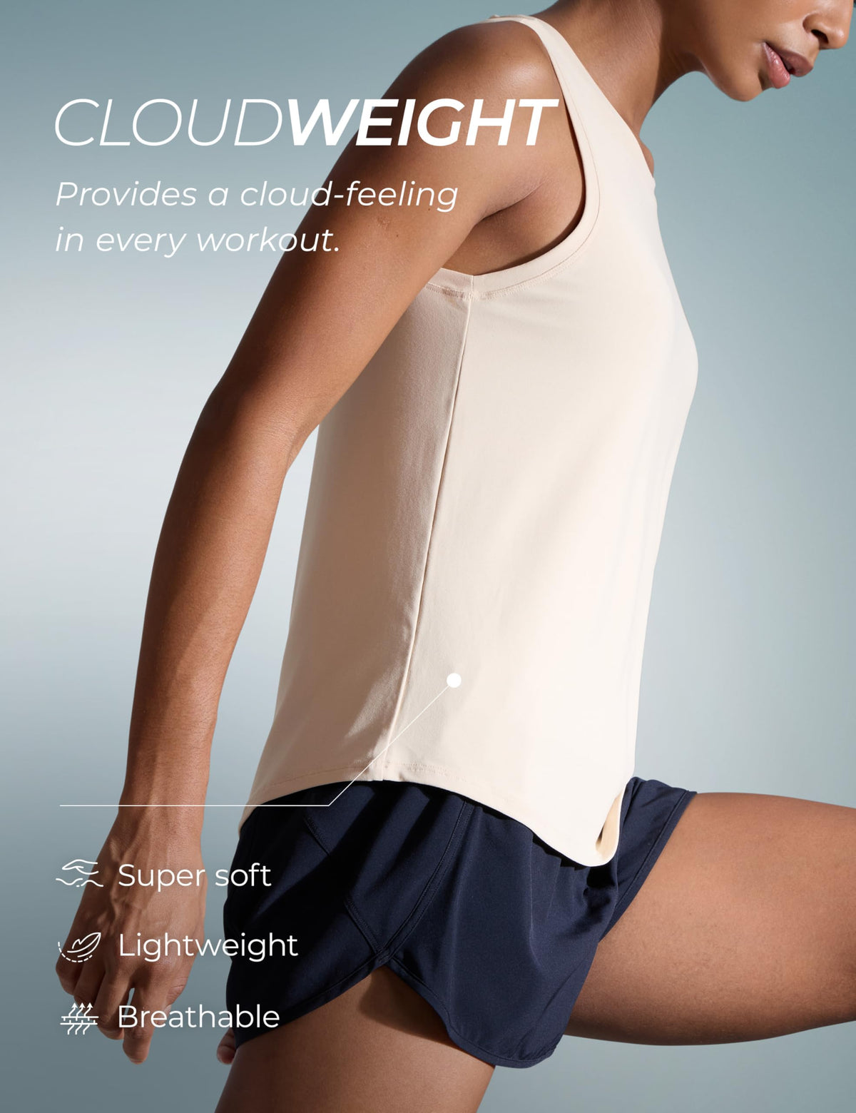 CRZ YOGA Cloudweight Open Back Tank Top White Opal Medium