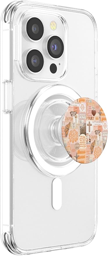 Orange Aesthetic Christian Bible Verse Jesus Cross Collage PopSockets Adhesive PopGrip