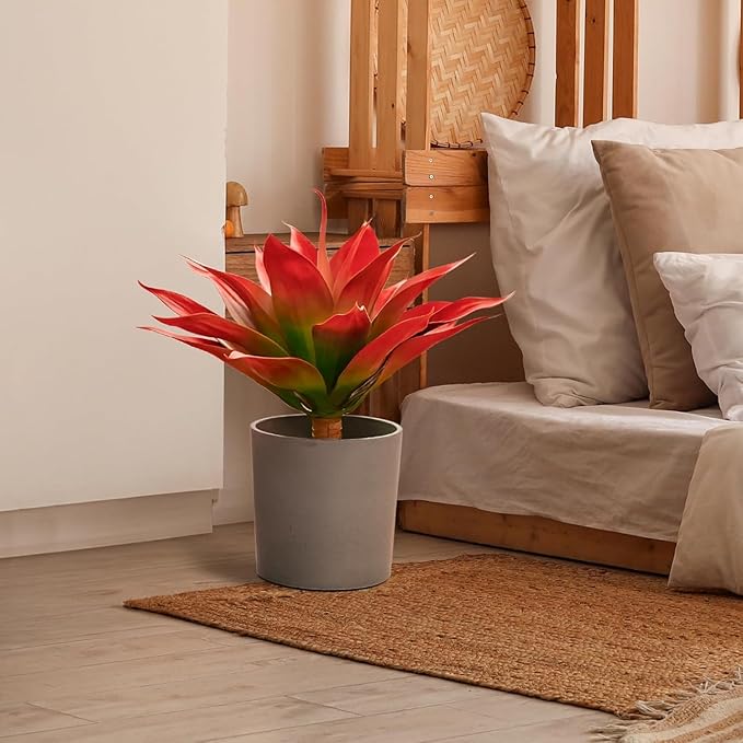 Velener Fall Fake Agave Artificial Plant, Red Fake Succulents Plant for Room Decor, Unpotted Faux Agave Stems Plant for Fall Outdoor/Indoor Decor, 22 inches, Set of 2