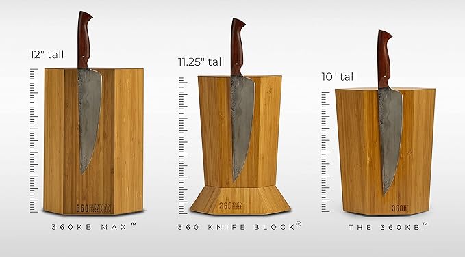 360KnifeBlock® - The 360KB™ (Black) ROTATING Magnetic Knife Block 10" tall SeriousEats/Food&Wine/ATK BEST Universal Knife Block - handmade in Washington