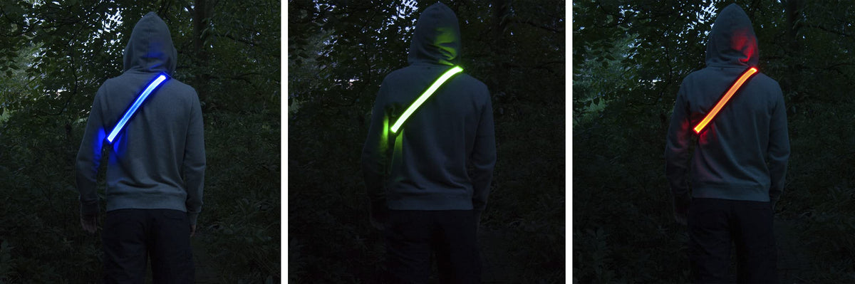 Illumiseen LED Reflective Belt Sash | High Visibility LED Lights with 2 Lighting Modes | Adjustable Quick Release Buckle | USB Rechargeable, No Batteries Needed