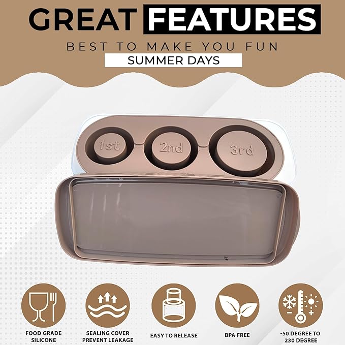 NKAM 20-40 oz Ice Molds for Stanley Cup - Silicone Ice Cube Tray with Lid and Bin for Chilling Cocktails, Whiskey, Drinks, Coffee - BPA-Free, Easy Fill and Release Ice Maker Tray for Freezer
