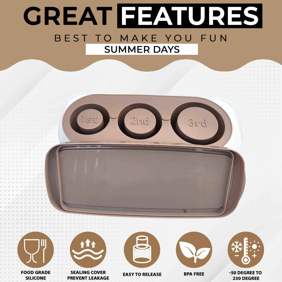 NKAM 20-40 oz Ice Molds for Stanley Cup - Silicone Ice Cube Tray with Lid and Bin for Chilling Cocktails, Whiskey, Drinks, Coffee - BPA-Free, Easy Fill and Release Ice Maker Tray for Freezer