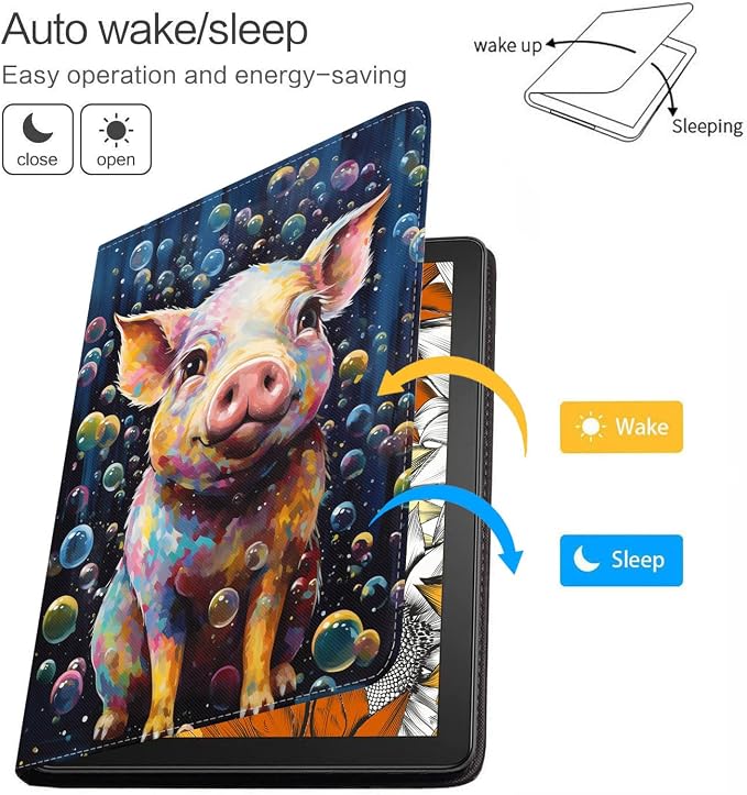 Case for Samsung Galaxy Tab A 8.0 2019 (SM-T290/T295/T297) Slim Lightweight PU Leather Stand Cover with Auto Wake/Sleep for Galaxy Tab A 8.0 Inch Abstract Watercolor Art Dogs
