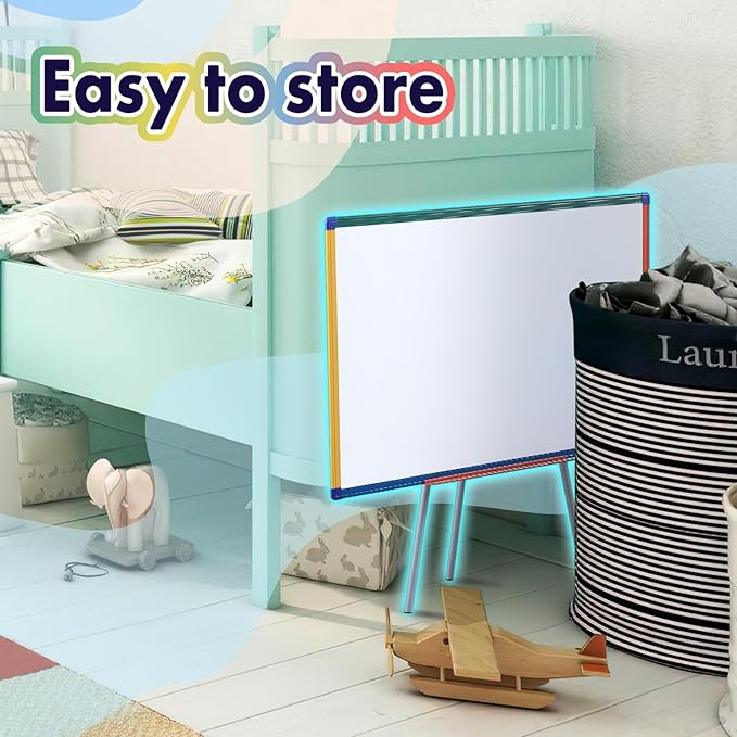 Dry Erase Board with Stand Magnetic Whiteboard for Kids Easel Flipchart Board for Classroom Easel White Board with Stands Teacher Easel, Colorful Frame,36x24 inches
