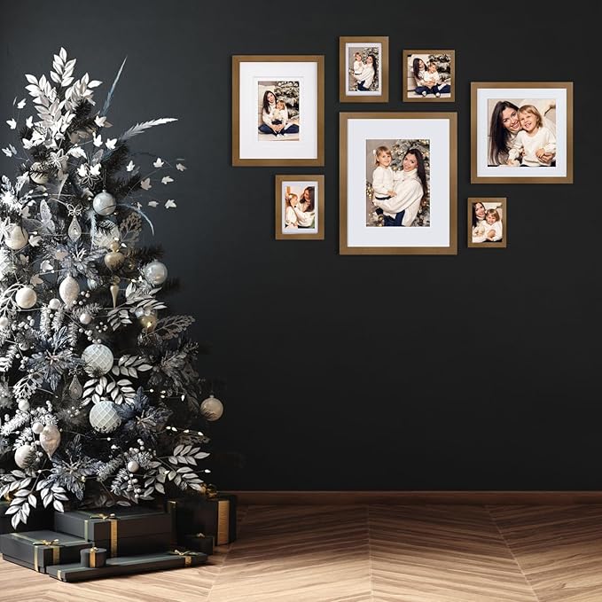 Egofine 4x6 Picture Frame Made of Solid Wood with Plexiglass, Display Pictures 3.5x5 with Mat or 4x6 Without Mat, for Tabletop and Wall Mounting Photo Frame, Light Brown