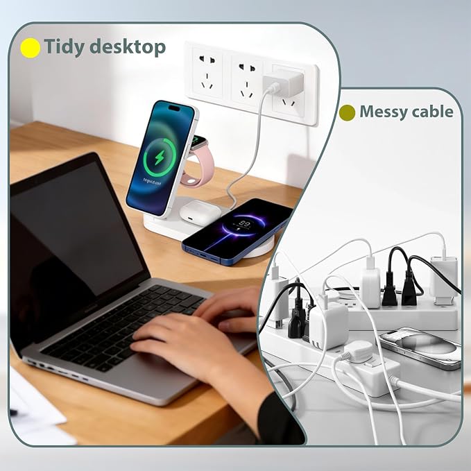 Dual Magnetic Phone Wireless Charger 30W 4 in 1 Charging Station for Apple Devices Charging Stand for iPhone 17/16/15/14/13/12 Series Support for Apple Watch11/10 for AirPods4