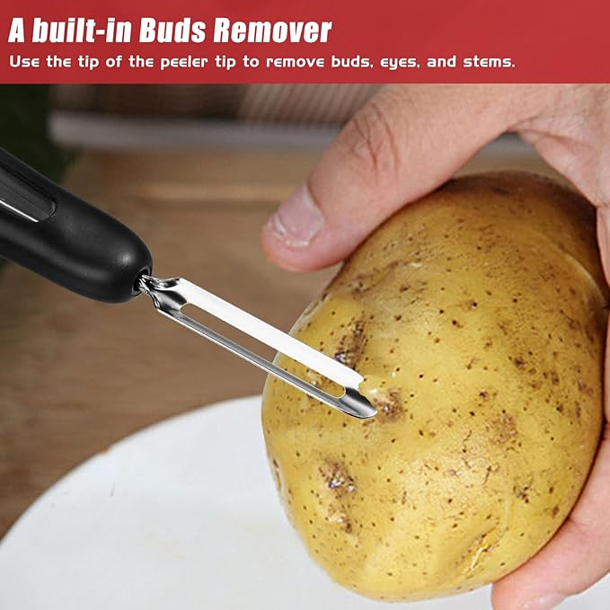 Professional #1071 Vegetable Peeler, Stainless Steel Fruit Potato Peeler, Swivel Vegetable Peeler with Easy Grip Ergonomic Handle & Ultra Sharp Stainless Steel Blades, 7 1/4 Inch Black