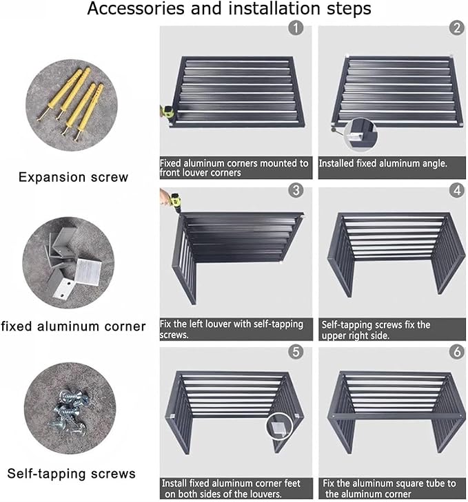 Split Air Conditioner Fence Privacy Screen 4 Panel, Aluminum Air Conditioner