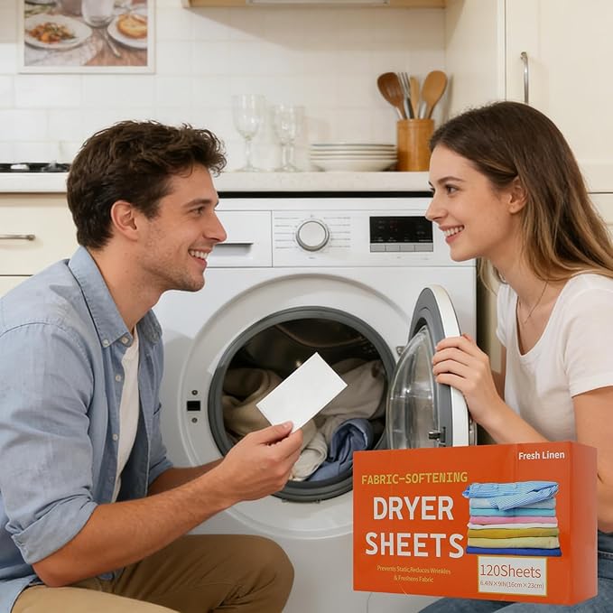 Laundry Dryer Sheets,120 Pieces Scented Clothes Washing Sheets | Anti-Static Non-Woven Fabric Fabric Softener - For Dryer Apartment Washer Dormitory Laundry Bathroom Household