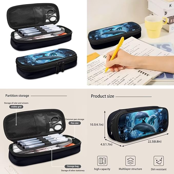 4 IN 1 Adorable Dolphin Backpack for Girls School Bag with Insulated Lunch Box Pencil Case Boys Water Bottle Sleeve Kids School Backpacks Elementary Kindergarten Preschool Bookbag