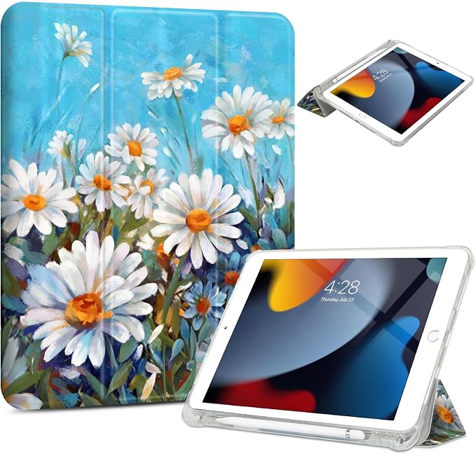 Vimorco for iPad 10.2 Case 9th Generation Cover Flower Cats for iPad 9th/8th/7th Generation Case Slim Soft Rubber Back Adjustable Stand Auto Wake/Sleep Smart Black Cat