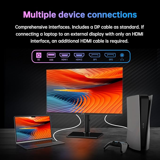 KTC 27 Inch 4K Gaming Monitor, UHD 3840x2160 160Hz Compute Monitor, Fast IPS Panel, Adaptive Sync, HDMI DisplayPort, HDR400, Height Pivot Swivel Tilt Adjustable Vertical Monitor, U27T6