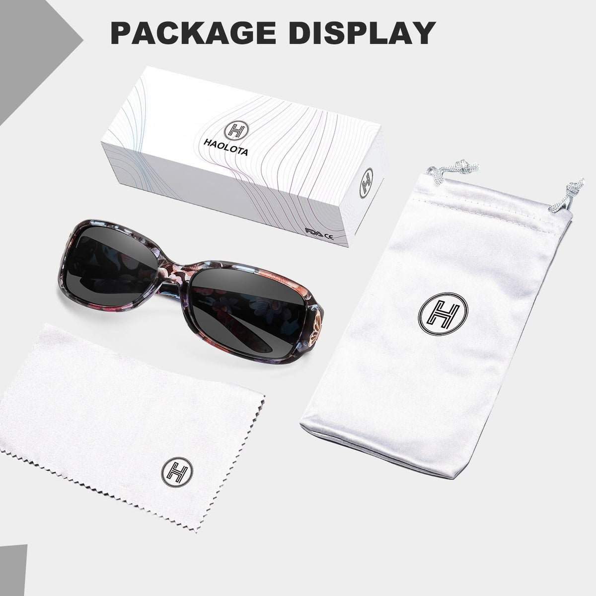 HAOLOTA Women's Polarized Sunglasses - Fashionable Wraparound Butterfly Design with UV400 Protection