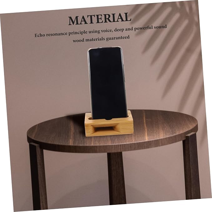 Angoily Wooden Phone Holder Desk Stand Bracket Echo Resonance Sound Amplifier