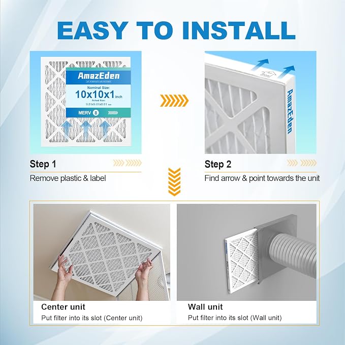 10x10x1 AC Air Filter MERV 8 MPR 600 FPR 5 HVAC Furnace Pleated Filters Dust